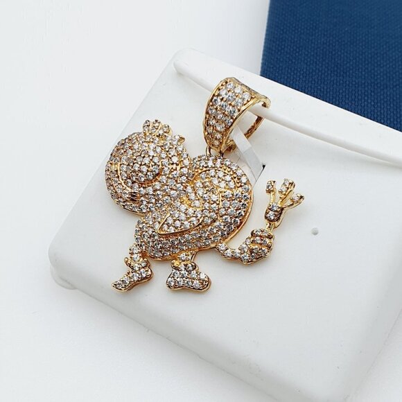 - "14K Gold Plated Cubic Zircon Pendant, EVBRS399 - Picture 3 of 9